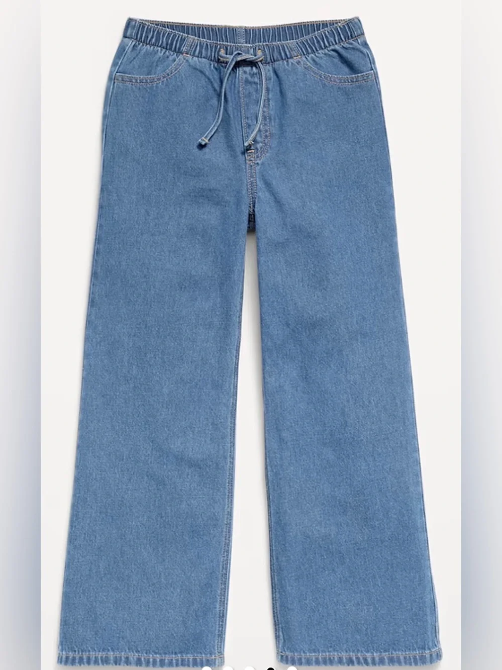 Old Navy High-Rise Baggy Jeans - Blue with Tan Stitching